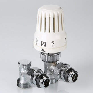 Комплект терморегулирующего оборудования для радиатора угловой с переходом на «евроконус» 1/2 x 3/4\" («евроконус»)