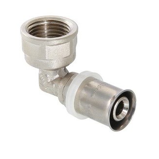 Пресс-фитинг – угольник с переходом на внутреннюю резьбу, 16 мм х 3/4\"