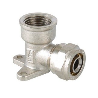 Фитинг обжимной – угольник с креплением (водорозетка), 16 мм х 1/2"