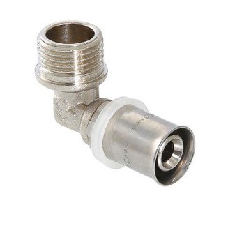 Пресс-фитинг – угольник с переходом на наружную резьбу, 20 мм х 3/4"