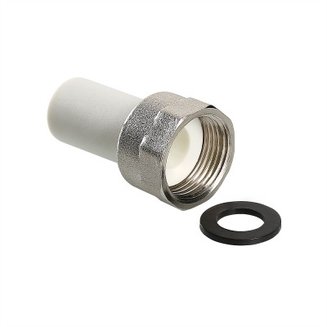 Фитинг полипропиленовый – штуцер с накидной гайкой, внутренняя резьба 20 мм х 3/4"