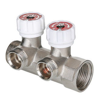 Коллектор с регул. вентилями, 1\"х4 вых. Евроконус 3/4\" (на подающий трубопровод)