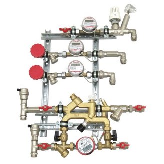 Квартирная станция для систем отопления и водоснабжения с рециркуляцией ГВС и перепускным клапаном