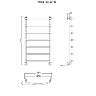 Полотенцесушитель Ретро нп 100*40 (ЛЦ33 нов) D25