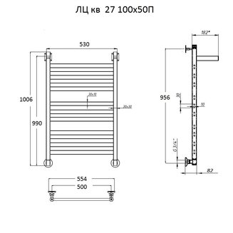 Полотенцесушитель ЛЦ кв 27 100*50П #