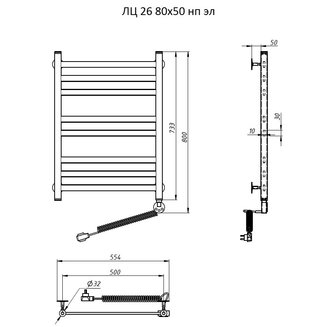 Полотенцесушитель ЛЦ 26 80*50 нп эл #