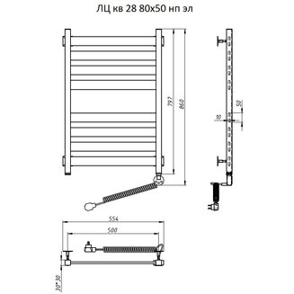 Полотенцесушитель ЛЦ кв 28 80*50 нп эл #