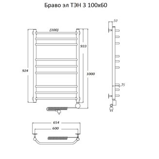 Полотенцесушитель Браво эл ТЭН 3 100*60 (ЛЦ4)