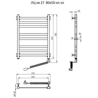 Полотенцесушитель ЛЦ кв 27 80*50 нп эл #