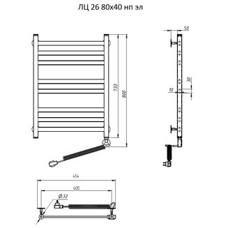 Полотенцесушитель ЛЦ 26 80*40 нп эл #