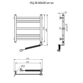 Полотенцесушитель ЛЦ 26 60*50 нп эл #