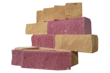 Кирпич окрашенный с колотой поверхностью СЛК М150 250х90х88, красный