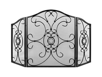 Экран каминный С61048ВК (3 секции, черный с рисунком)