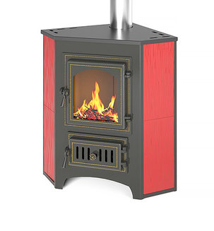 Печь-Камин ВЕЗУВИЙ ПК-01 (220) угловой красн. 9 кВт (150 м3) ? 115мм