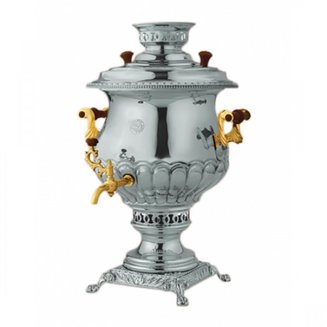 САМОВАР (С.2003/2) угольный 5,5л (Никель+золото)