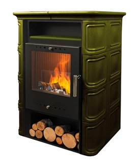 Печь-камин VERA GREEN "NORDflam" 6 кВт (зелёная)