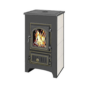 Печь-Камин ВЕЗУВИЙ ПК-01 (270) с плитой беж. 9 кВт (150 м3) ? 115 мм