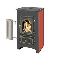 Печь-Камин ВЕЗУВИЙ ПК-01 (270) с плитой и т/о красн. 9 кВт (150 м3) ? 115 мм