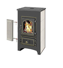 Печь-Камин ВЕЗУВИЙ ПК-01 (270) с плитой и т/о беж. 9 кВт (150 м3) ? 115 мм