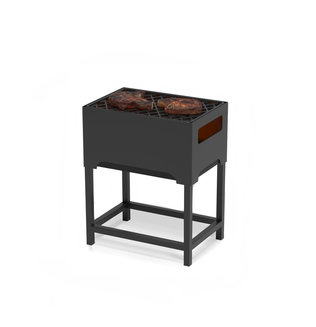 Мангал Везувий "Турист" №1 с чугунной решеткой "СТЕЙК" на подставке