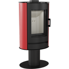 Печь-камин KOZA/AB/S/N/O/DR/KAFEL/CZERWONY (сталь, кафель красный, повор.) (8 кВт) 528*1125*422мм
