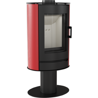 Печь-камин KOZA/AB/S/N/O/DR/KAFEL/CZERWONY (сталь, кафель красный, повор.) (8 кВт) 528*1125*422мм