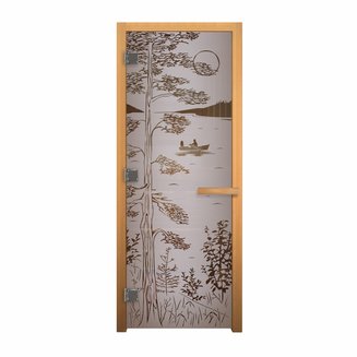 ДС Сатин Матовая "ТАЙГА" 1900х700мм (8мм, 3 петли 710) (ОСИНА) Лев