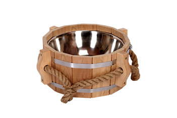 Шайка 5л. с нерж. вставкой, ручка канат (Дуб), арт. ШНК-Д5