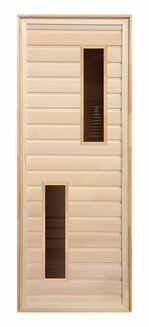 Дверь липа с 2-мя стеклами (коробка осина) 1900х700