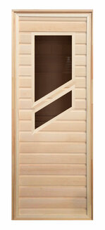 Дверь липа с 2-мя косыми стеклами (коробка осина) 1900х700