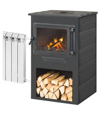 Камин ЭТНА (Панорама) с плитой и т/о \"Антрацит\" ?150мм