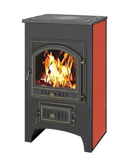 Печь-Камин ПК-02 (205) с плитой «Везувий В1» красн. 12 кВт (200 м3) ? 150мм