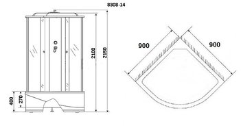 Душевая кабина Niagara NG-8308-14 (90х90х210)