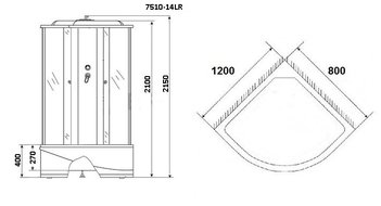 Душевая кабина Niagara NG-7510-14R (120х80х215)