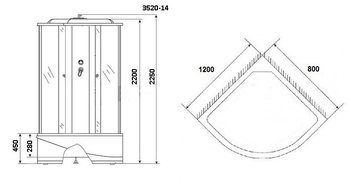 Душевая кабина Niagara Classic NG-3520-14L (1200х800х2150)