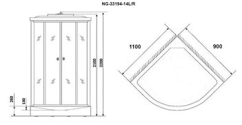Душевая кабина Niagara Classic NG-33194-14R (1100х900х2150)