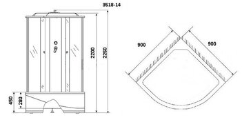 Душевая кабина Niagara Classic NG-3518-14 (900х900х2150)