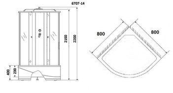 Душевая кабина Niagara Classic NG-6707-14 (800х800х2150)