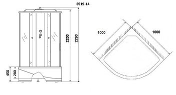 Душевая кабина Niagara Classic NG-3519-14 (1000х1000х2150)