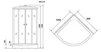 Душевая кабина Niagara Classic NG-3512-14L (1200х800х2150)