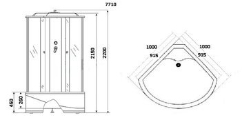 Душевая кабина Niagara Luxe NG-7710W (1000x1000х2150)