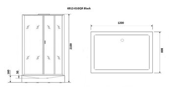 Душевая кабина Niagara Premium NG-6912-01GQR BLACK (1200х800х2100)