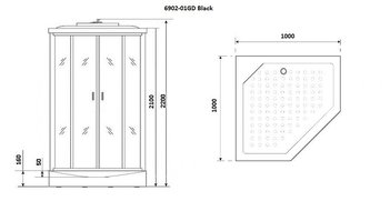 Душевая кабина Niagara Premium NG-6902-01GD BLACK (1000х1000х2200)
