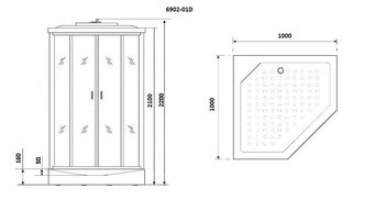 Душевая кабина Niagara Premium NG-6902-01D BLACK (1000х1000х2200)