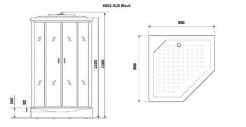 Душевая кабина Niagara Premium NG-6901-01D BLACK (900х900х2200)