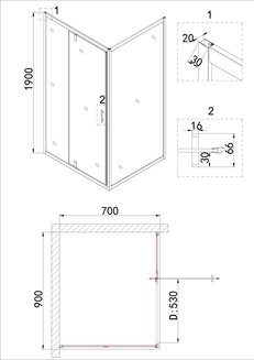 Дверь в нишу NG-83-9AB (90х190) Niagara Nova