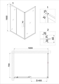 Дверь в нишу NG-62-10A (100х190) Niagara Nova