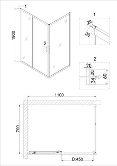 Дверь в нишу NG-82-11AB (110х190) Niagara Nova