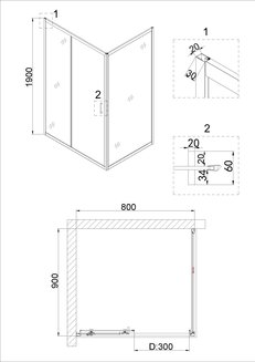 Душевое ограждение NG-62-8A-A90 (80*90*190) Niagara Nova