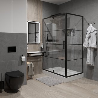 Душевое ограждение NG-0220-08 BLACK (1200х800х1900) Niagara Nova